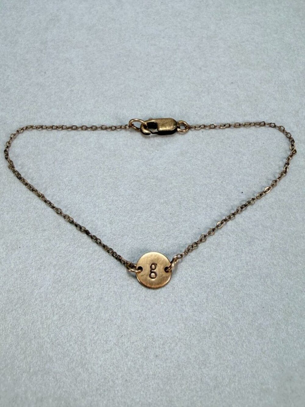 Vintage Gold Filled Initial G Bracelet Delicate Minimalist Chain